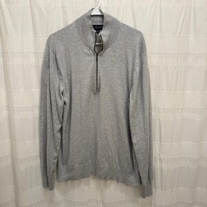 Brooks Brothers 1/4 Zip Pullover Sweater Gray Mens Large Supima Cotton